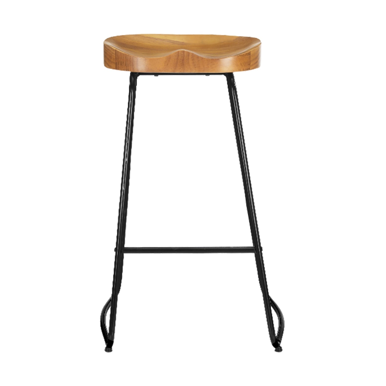 Set of 4 Elm Wood Bar Stools 75cm - Black and Light Natural - Rivercity House & Home Co. (ABN 18 642 972 209) - Affordable Modern Furniture Australia