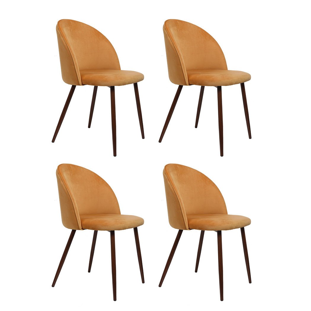 Set of 4 French Provincial Dining Chairs with Velvet Seat - Mustard - Rivercity House & Home Co. (ABN 18 642 972 209) - Affordable Modern Furniture Australia