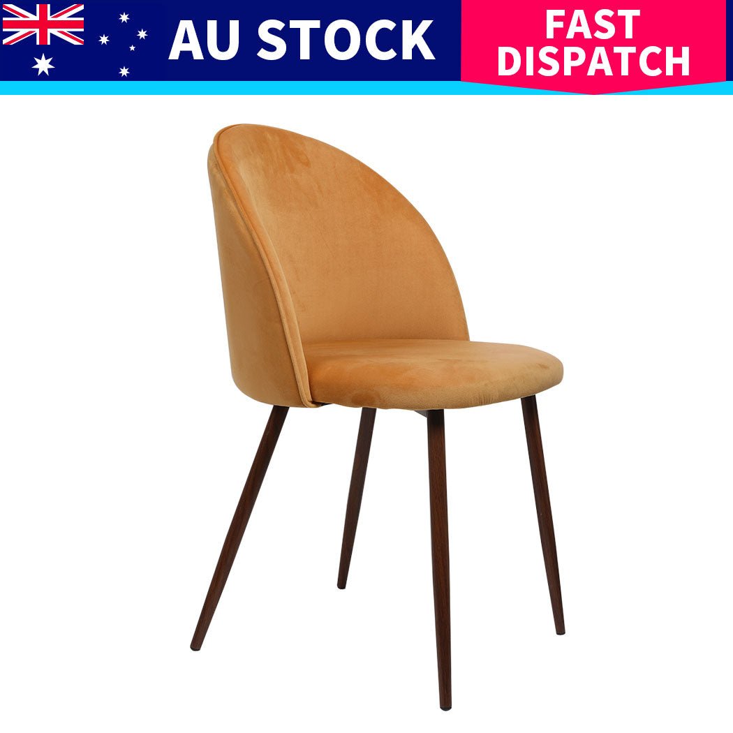 Set of 4 French Provincial Dining Chairs with Velvet Seat - Mustard - Rivercity House & Home Co. (ABN 18 642 972 209) - Affordable Modern Furniture Australia