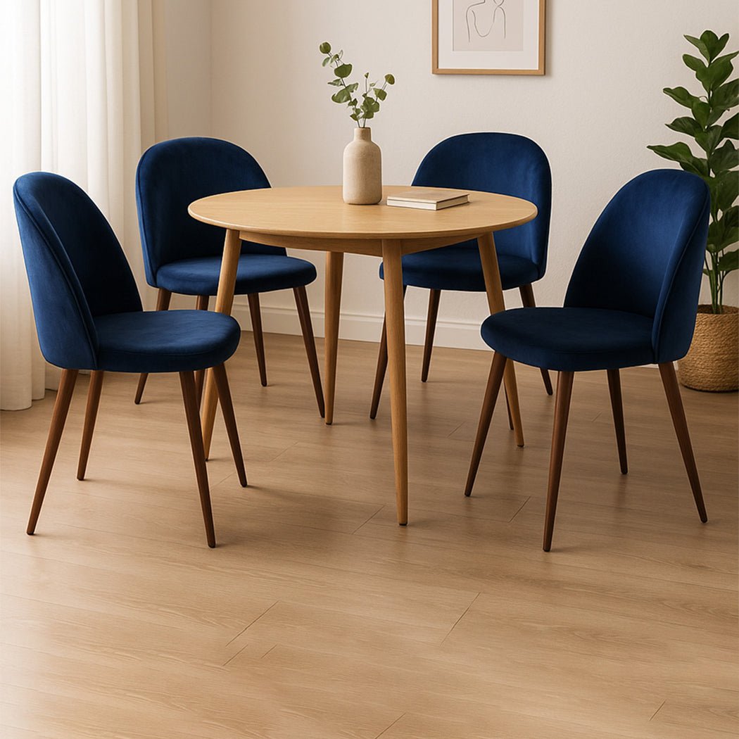 Set of 4 French Provincial Dining Chairs with Velvet Seat - Navy - Rivercity House & Home Co. (ABN 18 642 972 209) - Affordable Modern Furniture Australia