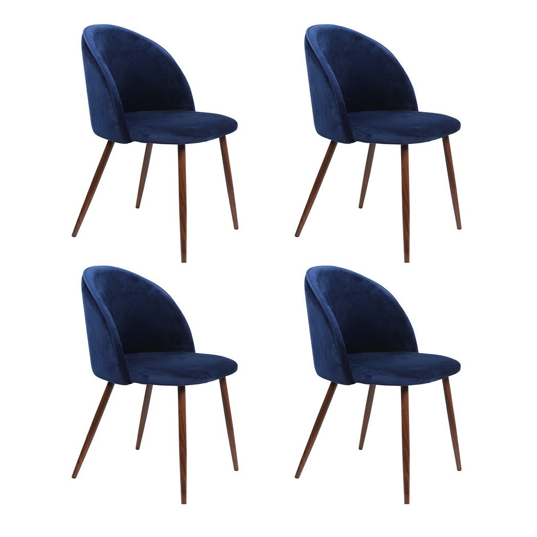 Set of 4 French Provincial Dining Chairs with Velvet Seat - Navy - Rivercity House & Home Co. (ABN 18 642 972 209) - Affordable Modern Furniture Australia