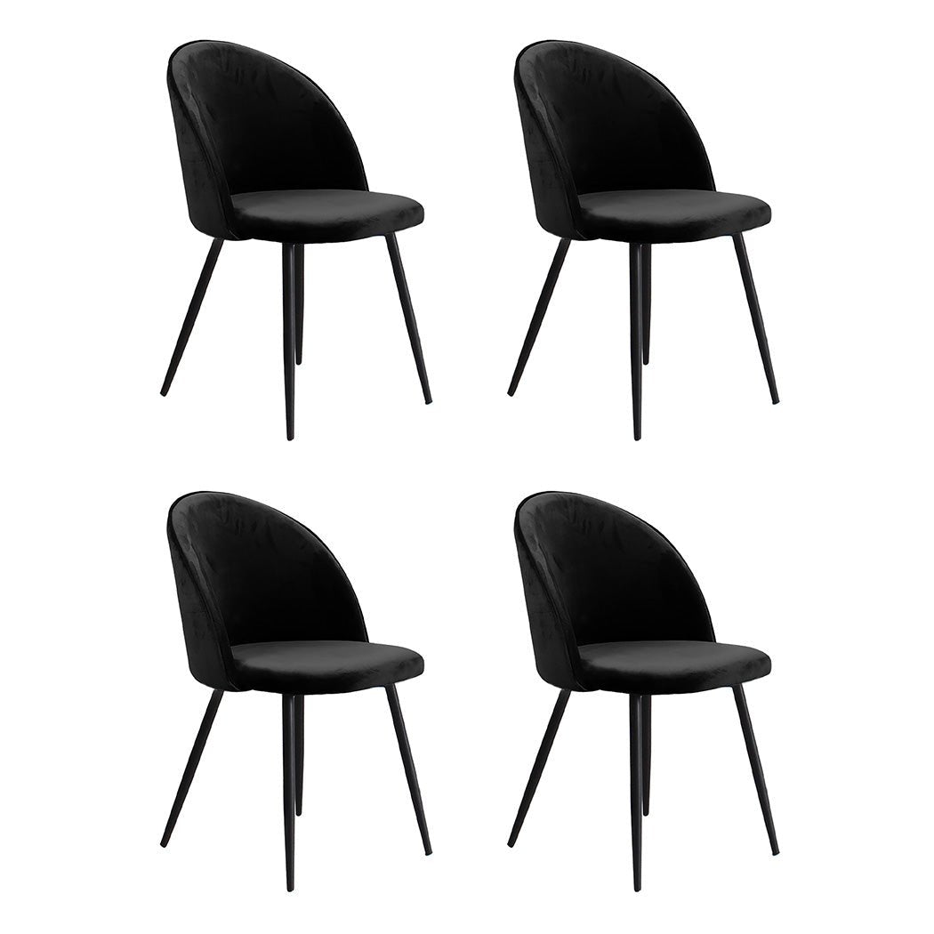 Set of 4 French Provincial Dining Chairs with Velvet Upholstery - Black - Rivercity House & Home Co. (ABN 18 642 972 209) - Affordable Modern Furniture Australia