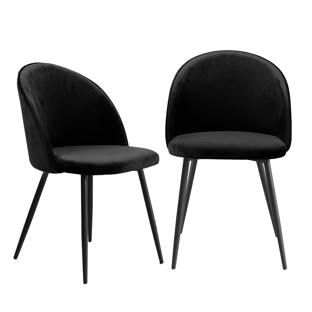 Set of 4 French Provincial Dining Chairs with Velvet Upholstery - Black - Rivercity House & Home Co. (ABN 18 642 972 209) - Affordable Modern Furniture Australia
