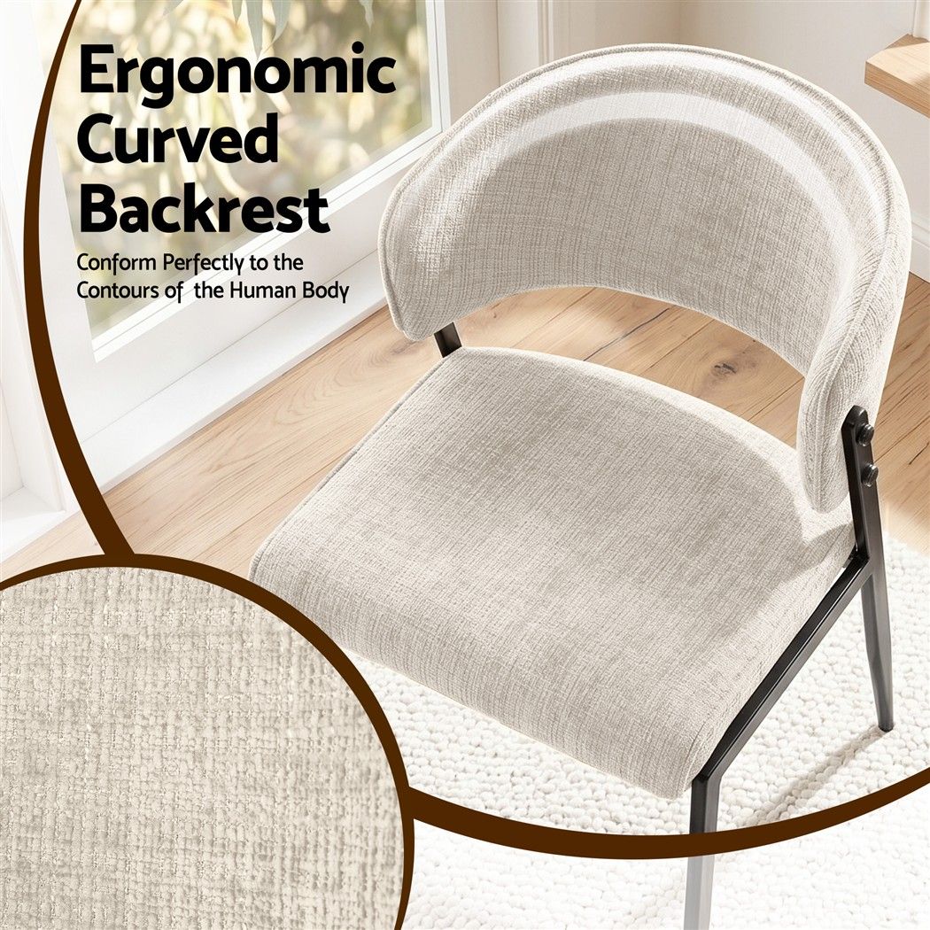 Set of 4 Linen Fabric Upholstered Dining Chairs - Beige - Furniture > Dining > Kitchen & Dining Chairs - Rivercity House & Home Co. (ABN 18 642 972 209) - Affordable Modern Furniture Australia