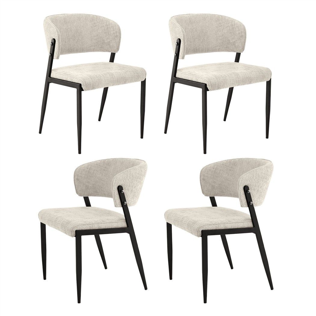 Set of 4 Linen Fabric Upholstered Dining Chairs - Beige - Furniture > Dining > Kitchen & Dining Chairs - Rivercity House & Home Co. (ABN 18 642 972 209) - Affordable Modern Furniture Australia