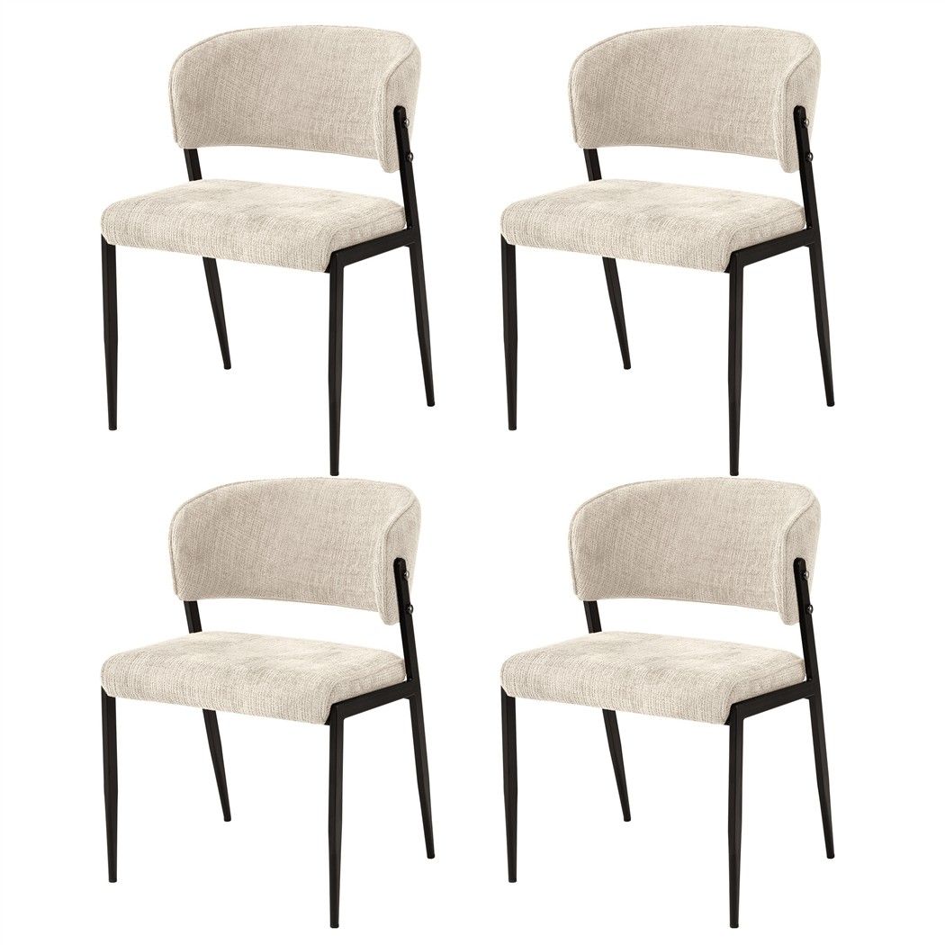 Set of 4 Linen Fabric Upholstered Dining Chairs - Beige - Furniture > Dining > Kitchen & Dining Chairs - Rivercity House & Home Co. (ABN 18 642 972 209) - Affordable Modern Furniture Australia
