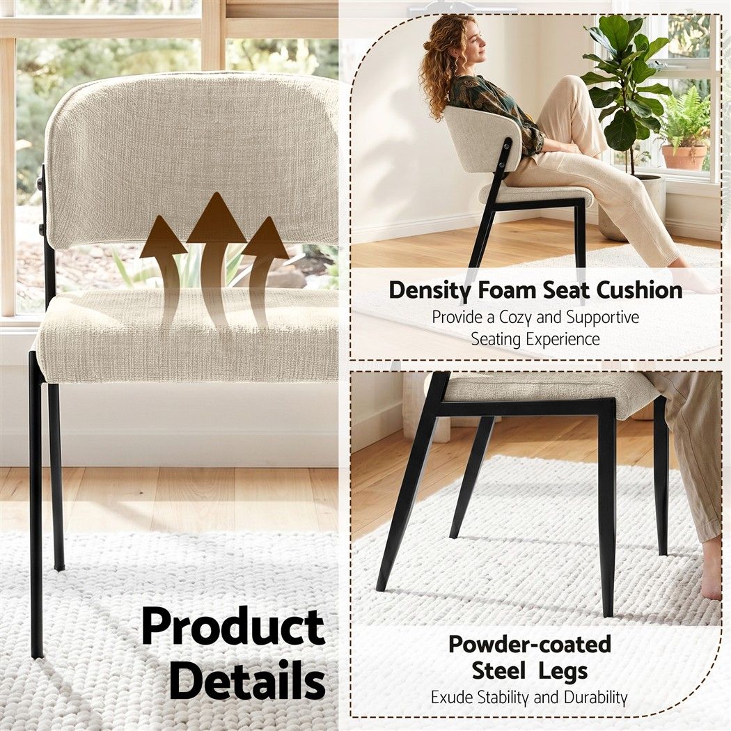 Set of 4 Linen Fabric Upholstered Dining Chairs - Beige - Furniture > Dining > Kitchen & Dining Chairs - Rivercity House & Home Co. (ABN 18 642 972 209) - Affordable Modern Furniture Australia