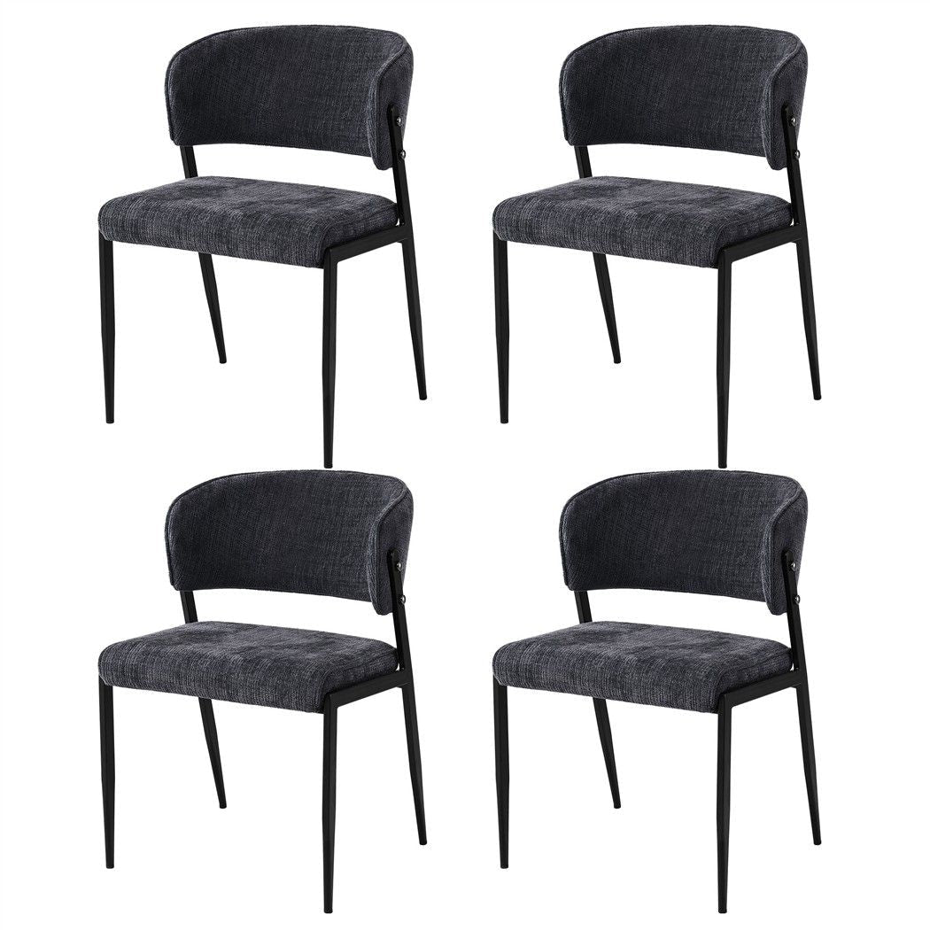 Set of 4 Linen Fabric Upholstered Dining Chairs - Charcoal - Furniture > Dining > Kitchen & Dining Chairs - Rivercity House & Home Co. (ABN 18 642 972 209) - Affordable Modern Furniture Australia