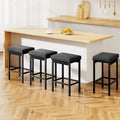 Set of 4 Ravon PU Leather Bar Stools – Black