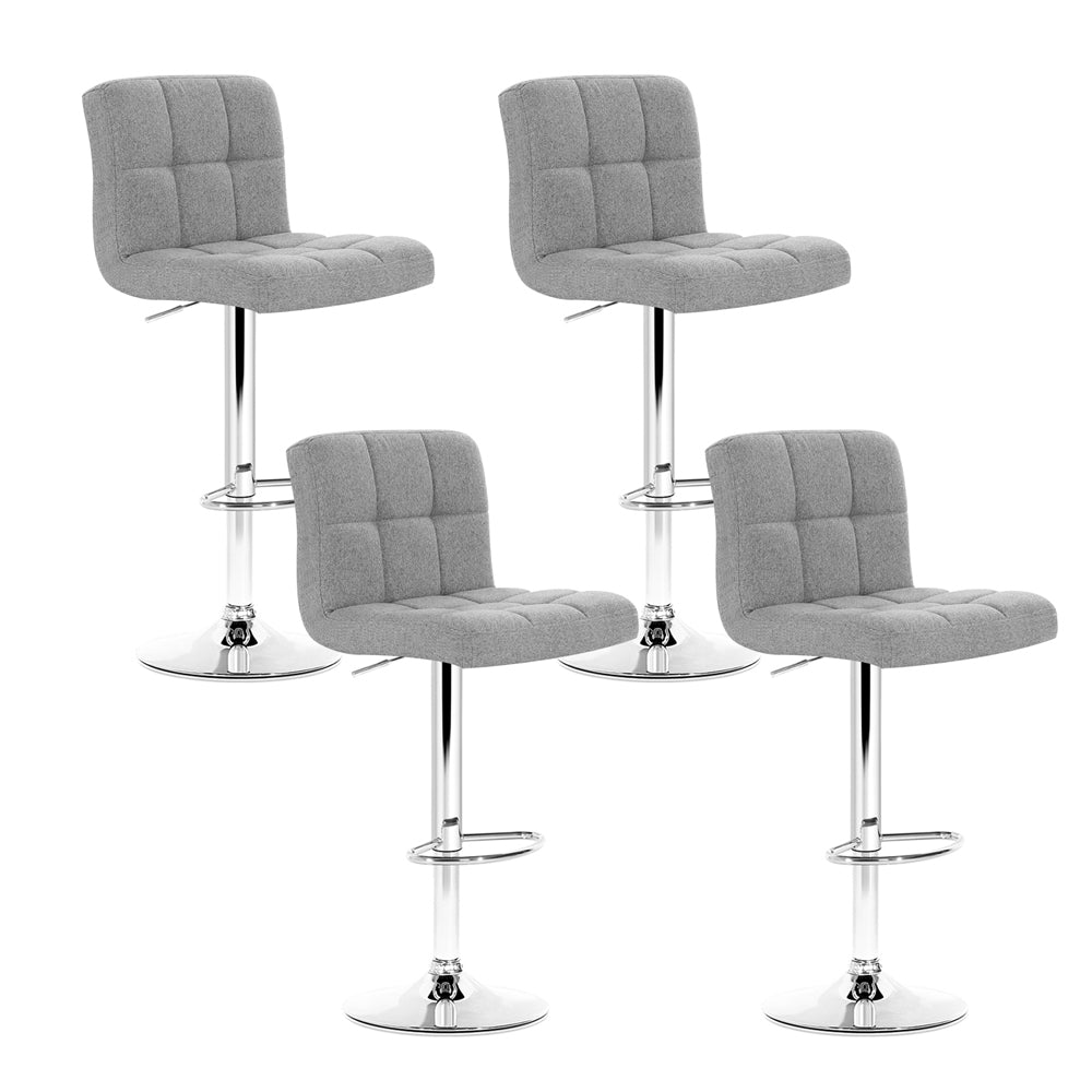 Set of 4 Noel Fabric Swivel Bar Stools - Grey - Rivercity House & Home Co. (ABN 18 642 972 209) - Affordable Modern Furniture Australia