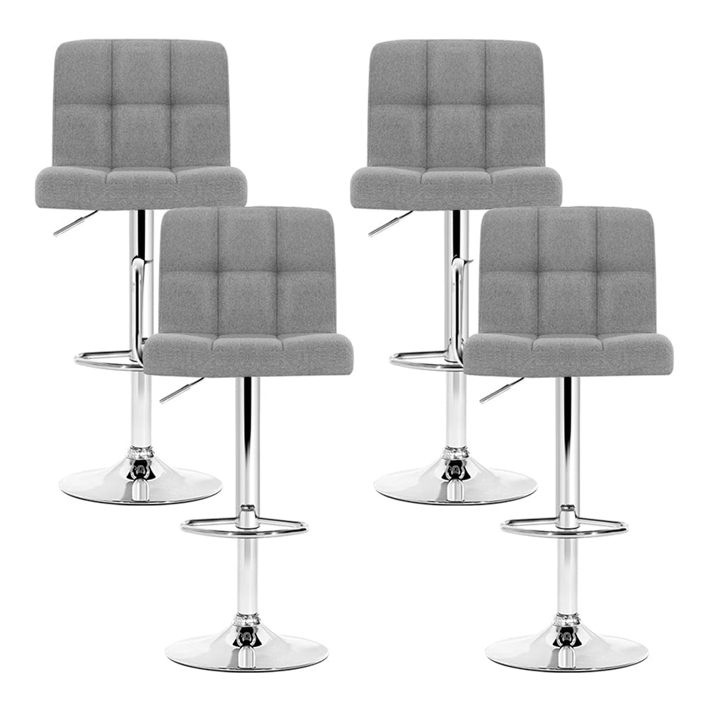 Set of 4 Noel Fabric Swivel Bar Stools - Grey - Rivercity House & Home Co. (ABN 18 642 972 209) - Affordable Modern Furniture Australia