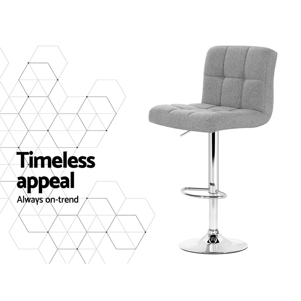 Set of 4 Noel Fabric Swivel Bar Stools - Grey - Rivercity House & Home Co. (ABN 18 642 972 209) - Affordable Modern Furniture Australia