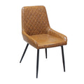 Set of 4 PU Faux Leather Padded Dining Chairs with Steel Legs - Brown