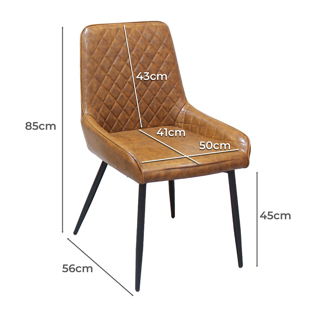 Set of 4 PU Faux Leather Padded Dining Chairs with Steel Legs - Brown - Rivercity House & Home Co. (ABN 18 642 972 209) - Affordable Modern Furniture Australia