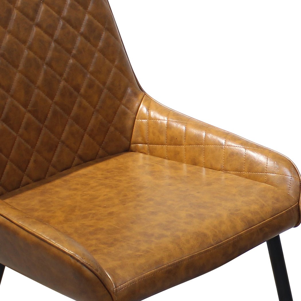 Set of 4 PU Faux Leather Padded Dining Chairs with Steel Legs - Brown - Rivercity House & Home Co. (ABN 18 642 972 209) - Affordable Modern Furniture Australia