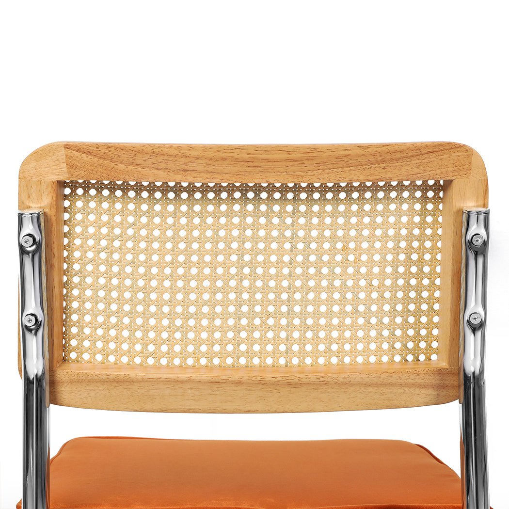 Set of 4 Rattan Dining Chairs with Rubberwood Frame - Natural and Green - Rivercity House & Home Co. (ABN 18 642 972 209) - Affordable Modern Furniture Australia