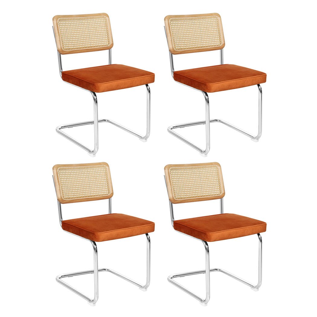 Set of 4 Rattan Dining Chairs with Rubberwood Frame - Natural and Green - Rivercity House & Home Co. (ABN 18 642 972 209) - Affordable Modern Furniture Australia