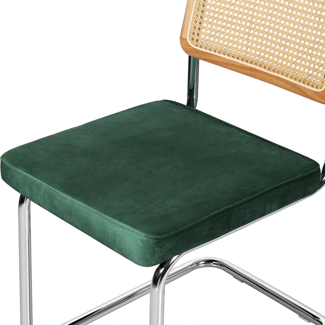 Set of 4 Rattan Dining Chairs with Rubberwood Frame - Natural Green - Rivercity House & Home Co. (ABN 18 642 972 209) - Affordable Modern Furniture Australia