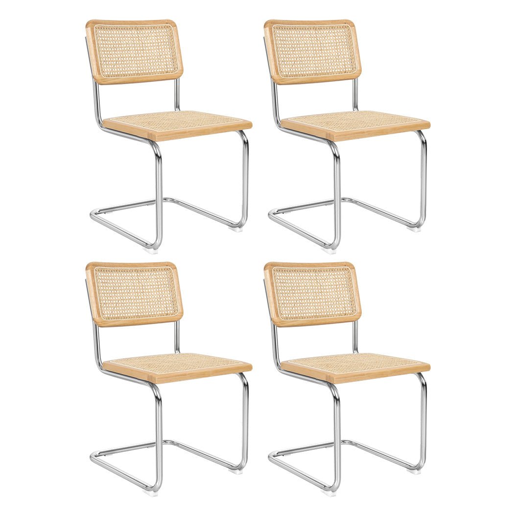 Set of 4 Rattan Dining Chairs with Rubberwood Frame - Natural - Rivercity House & Home Co. (ABN 18 642 972 209) - Affordable Modern Furniture Australia
