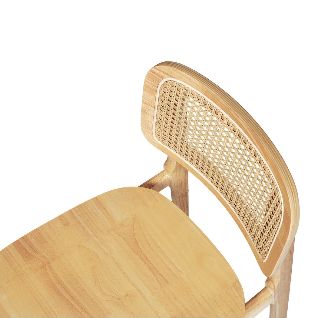 Set of 4 Rattan Dining Chairs with Wooden Frame - Natural - Rivercity House & Home Co. (ABN 18 642 972 209) - Affordable Modern Furniture Australia