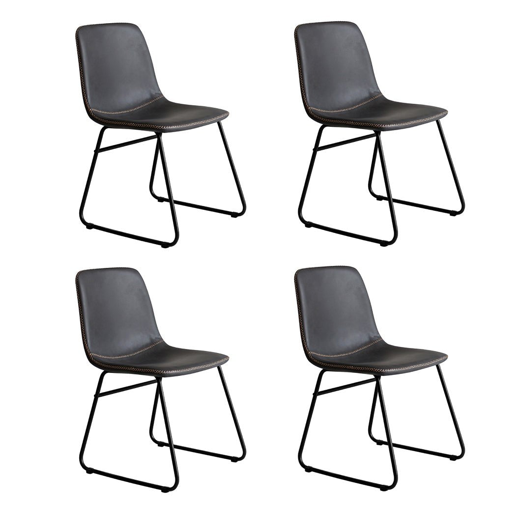 Set of 4 Retro Dining Chairs with Sleigh Legs for Kitchen Table - Black - Rivercity House & Home Co. (ABN 18 642 972 209) - Affordable Modern Furniture Australia