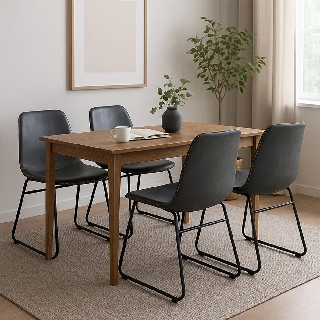 Set of 4 Retro Dining Chairs with Sleigh Legs for Kitchen Table - Black - Rivercity House & Home Co. (ABN 18 642 972 209) - Affordable Modern Furniture Australia