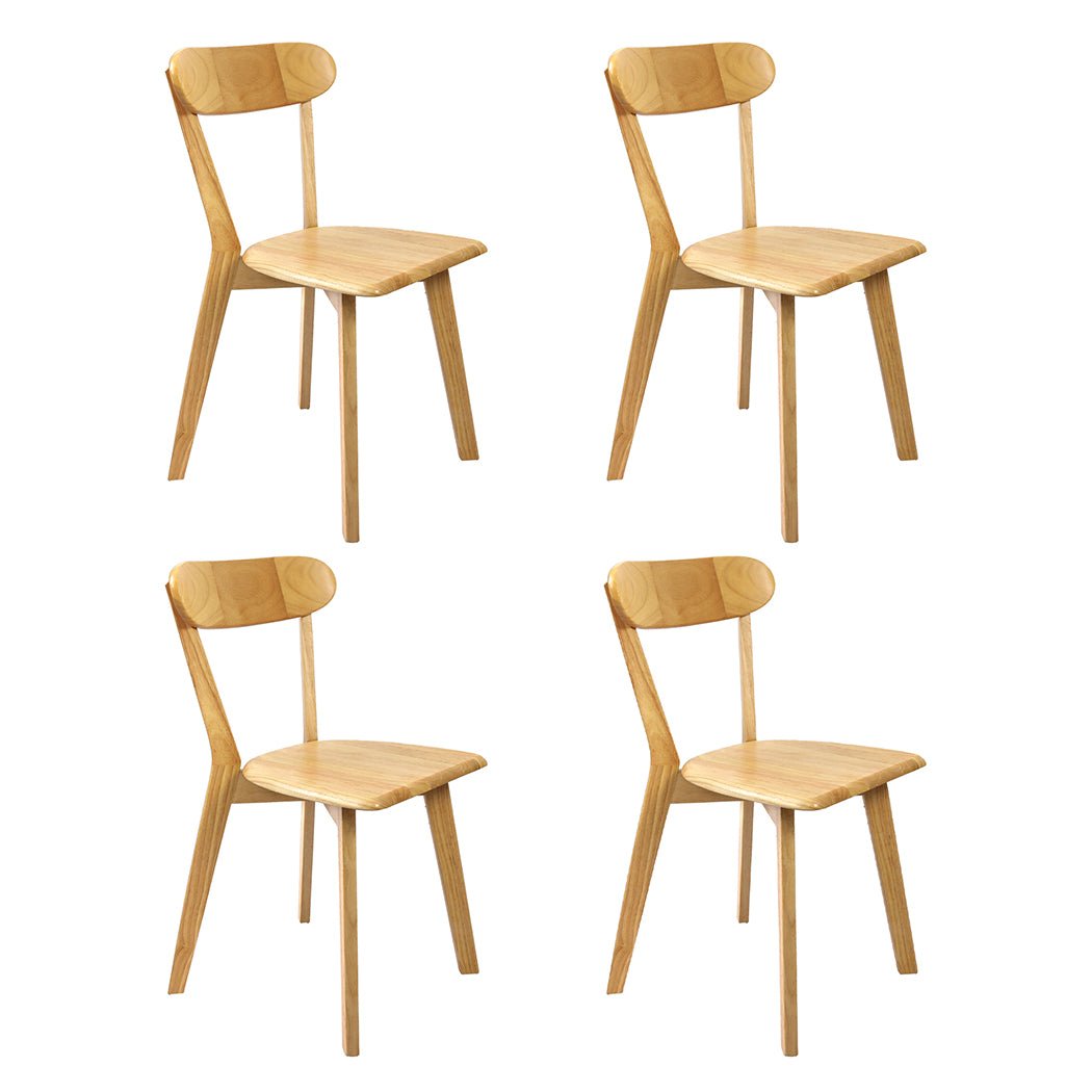 Set of 4 Rubberwood Dining Chairs with Curved Backrest - Natural - Rivercity House & Home Co. (ABN 18 642 972 209) - Affordable Modern Furniture Australia