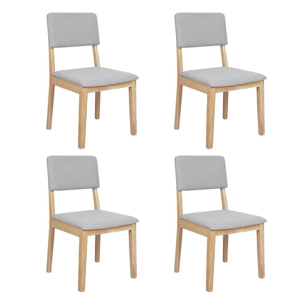 Set of 4 Upholstered Dining Chairs with Open Back - Natural & Grey - Rivercity House & Home Co. (ABN 18 642 972 209) - Affordable Modern Furniture Australia
