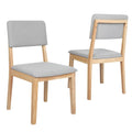 Set of 4 Upholstered Dining Chairs with Open Back - Natural & Grey