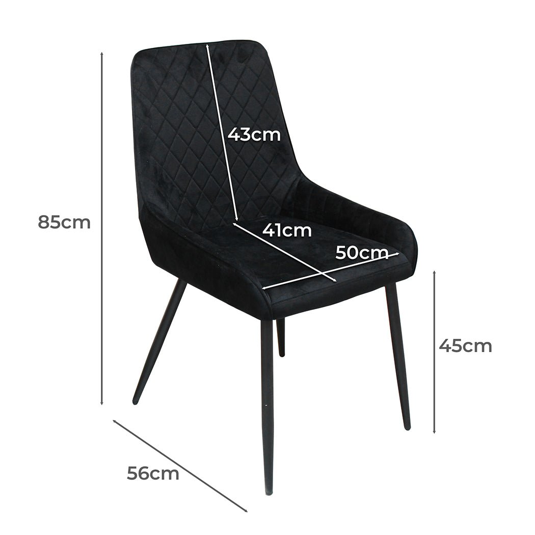 Set of 4 Velvet Padded Dining Chairs with Steel Legs - Black - Rivercity House & Home Co. (ABN 18 642 972 209) - Affordable Modern Furniture Australia