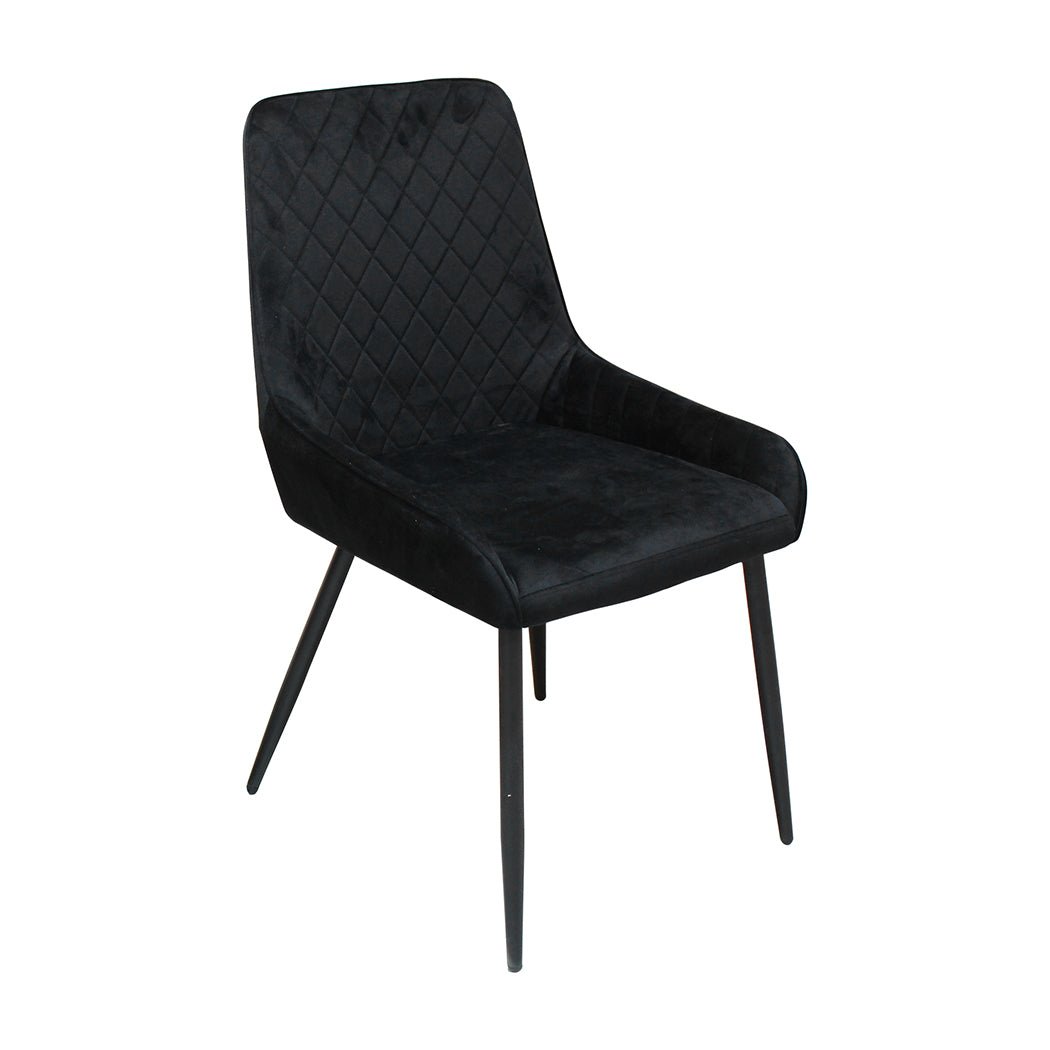 Set of 4 Velvet Padded Dining Chairs with Steel Legs - Black - Rivercity House & Home Co. (ABN 18 642 972 209) - Affordable Modern Furniture Australia
