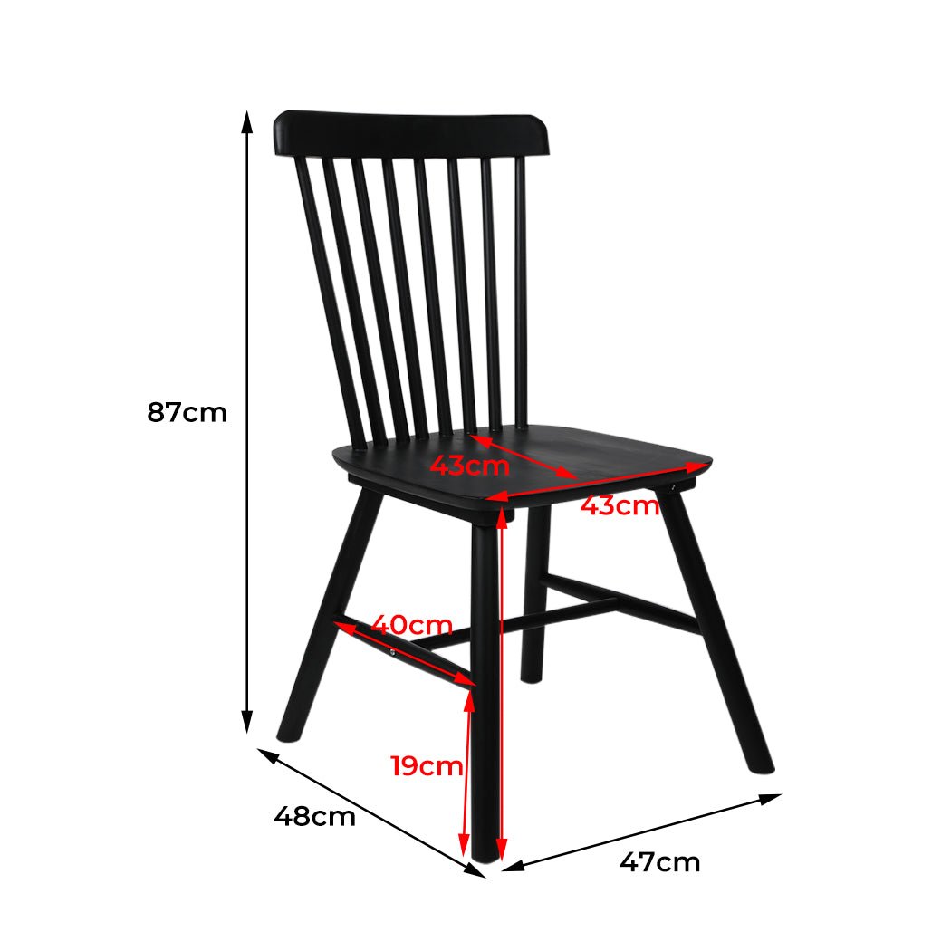 Set of 4 Windsor Dining Chairs with Solid Wood Frame - Black - Rivercity House & Home Co. (ABN 18 642 972 209) - Affordable Modern Furniture Australia