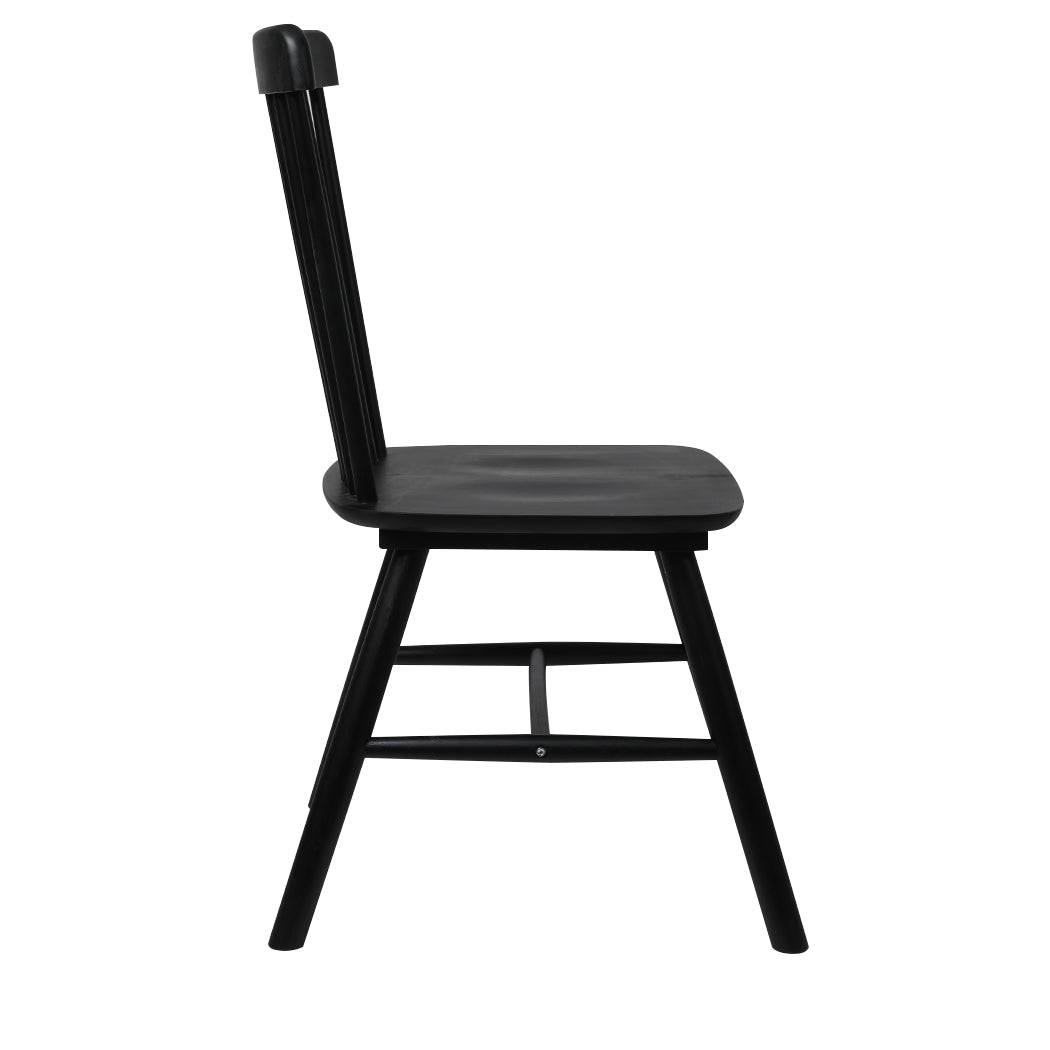 Set of 4 Windsor Dining Chairs with Solid Wood Frame - Black - Rivercity House & Home Co. (ABN 18 642 972 209) - Affordable Modern Furniture Australia