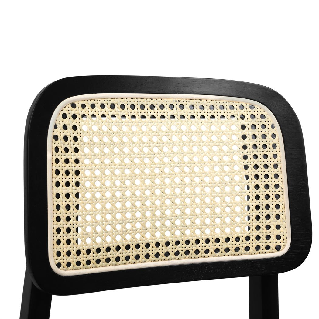Set of 4 Wood Rattan Armless Dining Chairs - Black - Rivercity House & Home Co. (ABN 18 642 972 209) - Affordable Modern Furniture Australia
