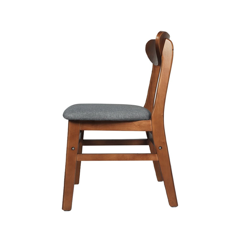 Set of 4 Wooden Dining Chairs with Linen Upholstery - Walnut - Rivercity House & Home Co. (ABN 18 642 972 209) - Affordable Modern Furniture Australia