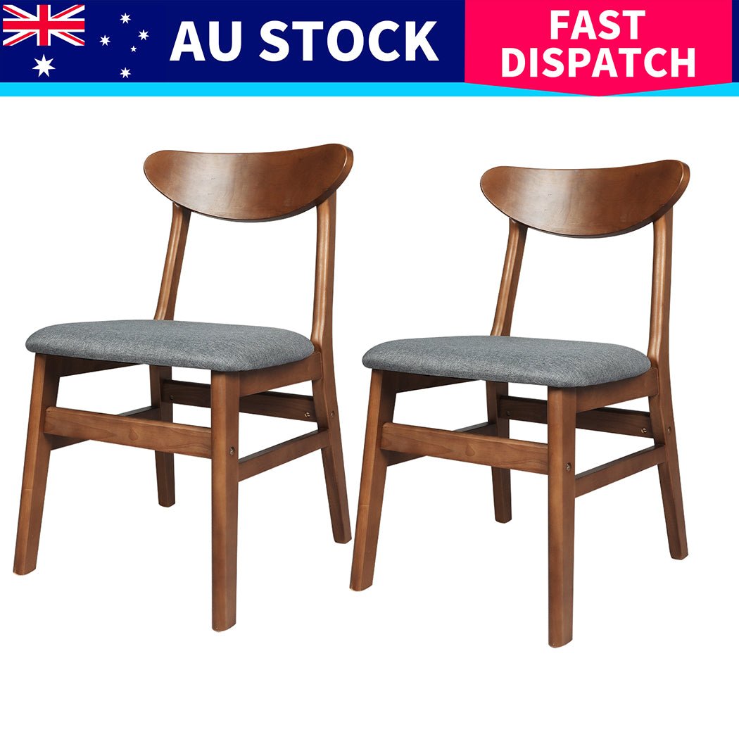 Set of 4 Wooden Dining Chairs with Linen Upholstery - Walnut - Rivercity House & Home Co. (ABN 18 642 972 209) - Affordable Modern Furniture Australia