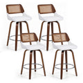 Set of 4 Wooden Swivel Bar Stools 60cm Seat Height - White & Rattan