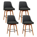 Set of 4 Henley Fabric Bar Stools with Curved Backrest – Charcoal