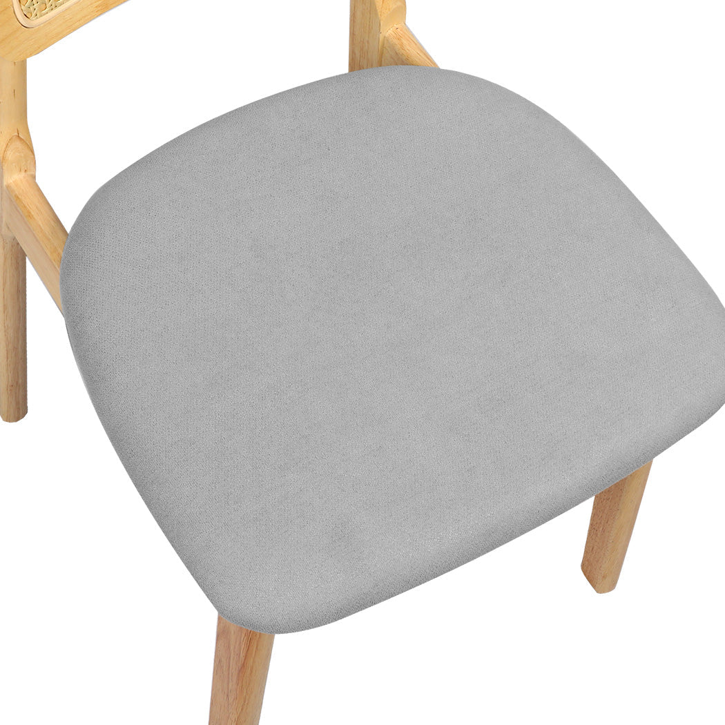 Set of 6 Armless Wood Rattan Dining Chairs - Natural - Rivercity House & Home Co. (ABN 18 642 972 209) - Affordable Modern Furniture Australia