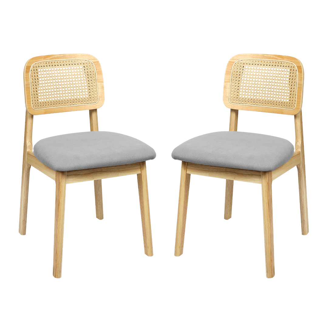 Set of 6 Armless Wood Rattan Dining Chairs - Natural - Rivercity House & Home Co. (ABN 18 642 972 209) - Affordable Modern Furniture Australia