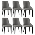 Set of 6 Domus Linen Fabric Dining Chairs with Steel Legs - Grey