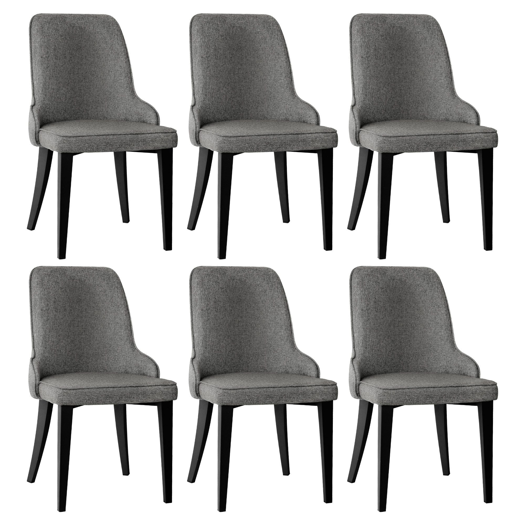 Set of 6 Domus Linen Fabric Dining Chairs with Steel Legs - Grey - Furniture > Dining > Kitchen & Dining Chairs - Rivercity House & Home Co. (ABN 18 642 972 209) - Affordable Modern Furniture Australia