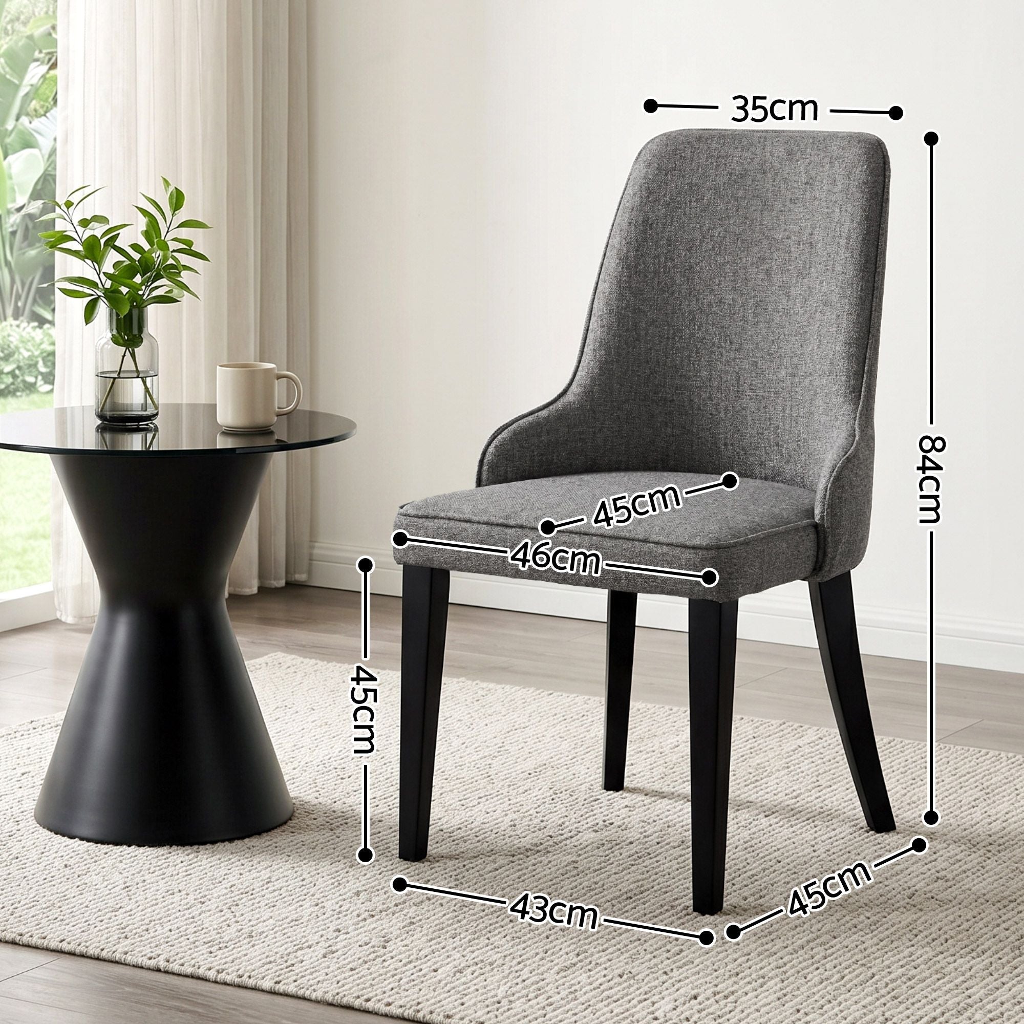 Set of 6 Domus Linen Fabric Dining Chairs with Steel Legs - Grey - Furniture > Dining > Kitchen & Dining Chairs - Rivercity House & Home Co. (ABN 18 642 972 209) - Affordable Modern Furniture Australia