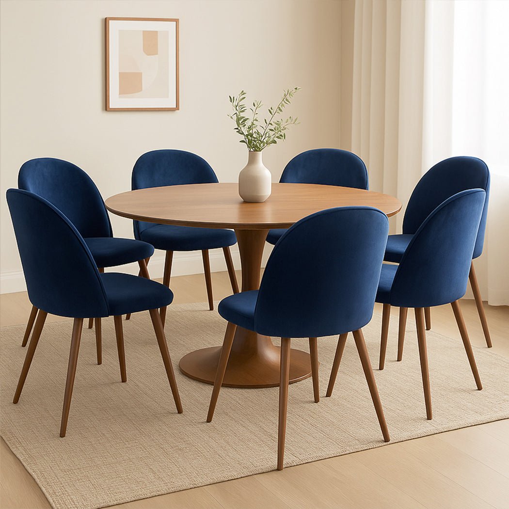 Set of 6 French Provincial Dining Chairs - Navy Velvet - Rivercity House & Home Co. (ABN 18 642 972 209) - Affordable Modern Furniture Australia