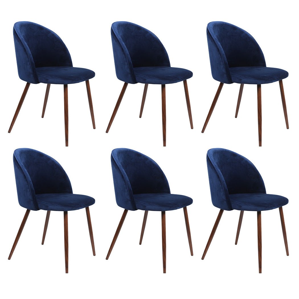 Set of 6 French Provincial Dining Chairs - Navy Velvet - Rivercity House & Home Co. (ABN 18 642 972 209) - Affordable Modern Furniture Australia
