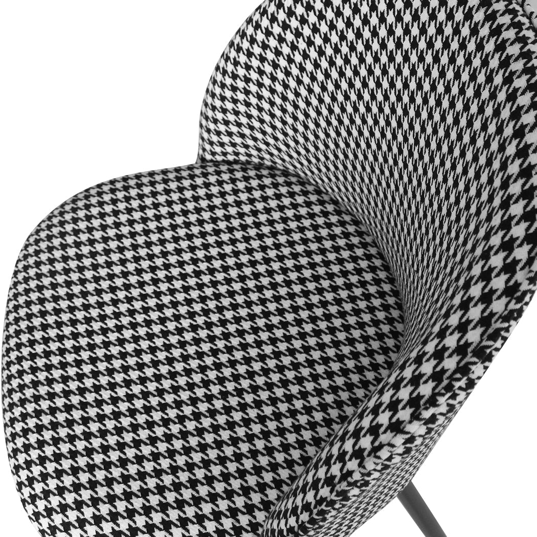 Set of 6 French Provincial Dining Chairs with Houndstooth Velvet Upholstery - Black & White - Rivercity House & Home Co. (ABN 18 642 972 209) - Affordable Modern Furniture Australia