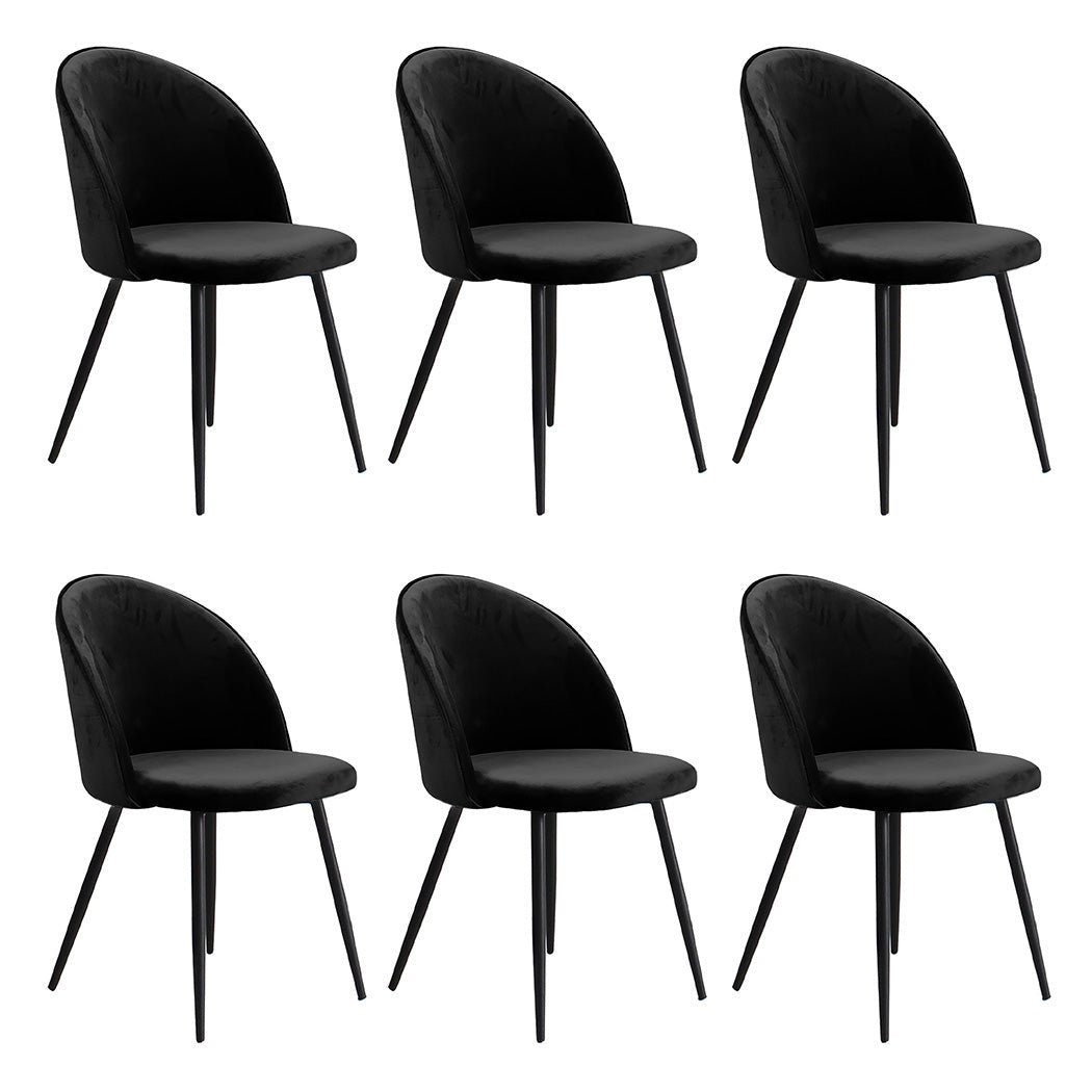 Set of 6 French Provincial Dining Chairs with Velvet Upholstery - Black - Rivercity House & Home Co. (ABN 18 642 972 209) - Affordable Modern Furniture Australia