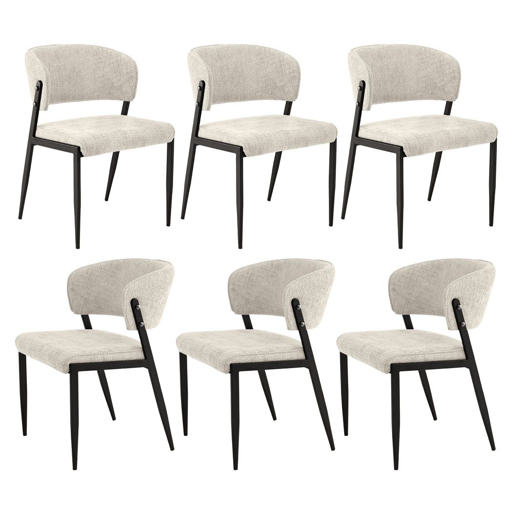 Set of 6 Linen Fabric Upholstered Dining Chairs - Beige - Furniture > Dining > Kitchen & Dining Chairs - Rivercity House & Home Co. (ABN 18 642 972 209) - Affordable Modern Furniture Australia