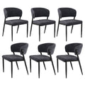 Set of 6 Linen Fabric Upholstered Dining Chairs - Charcoal