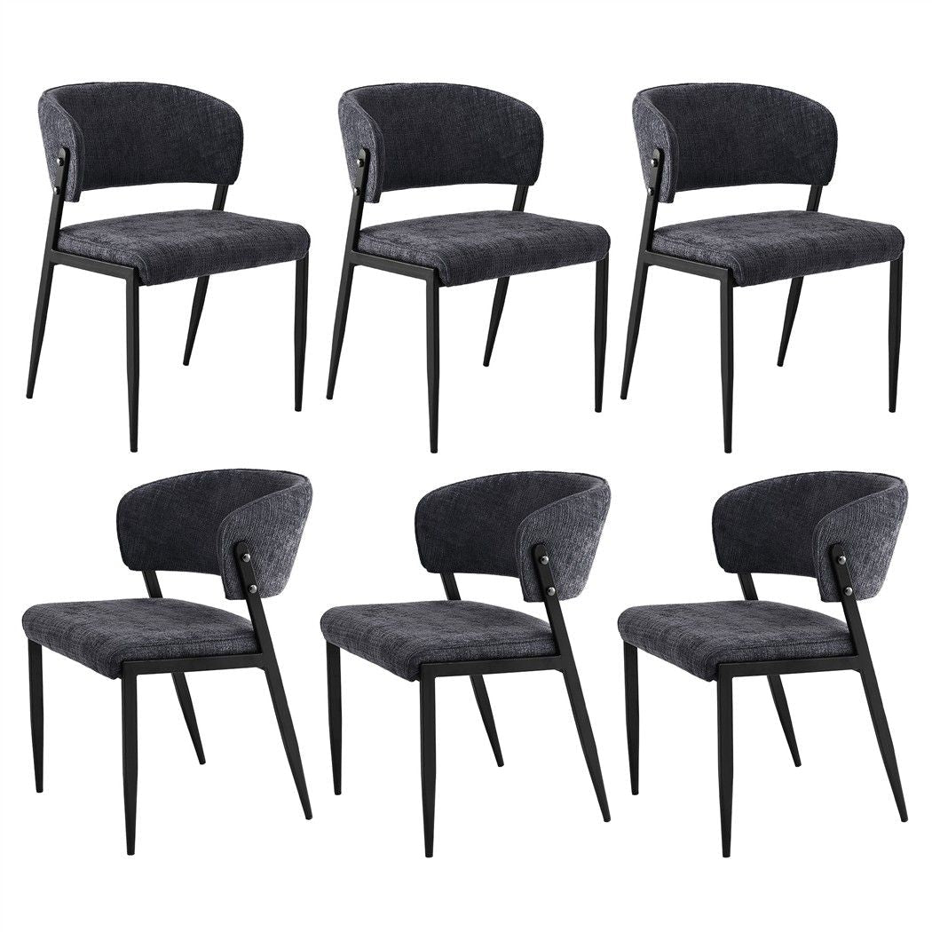 Set of 6 Linen Fabric Upholstered Dining Chairs - Charcoal - Furniture > Dining > Kitchen & Dining Chairs - Rivercity House & Home Co. (ABN 18 642 972 209) - Affordable Modern Furniture Australia